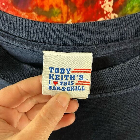 Toby Keith Get My Drink On Country T Shirt Size 2XL Navy Blue Double Sided Graph - Picture 3 of 5